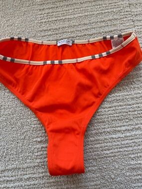 Authentic Burberry Orange Bikini Bottoms with original Nova Check Trim